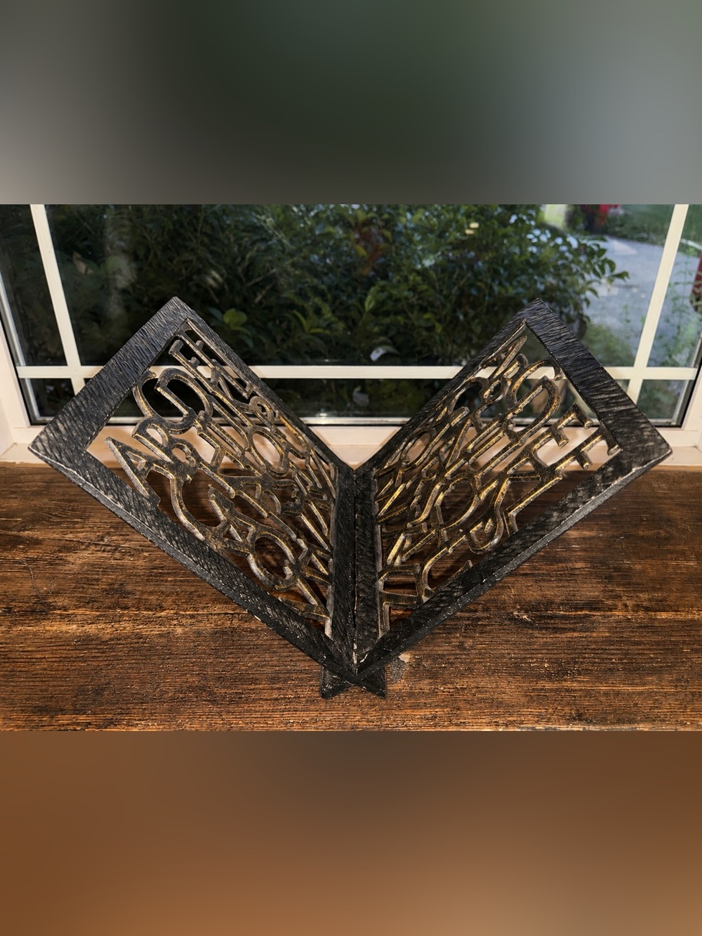 Vintage Gold Brushed Cast Metal Alphabet Mail / Book Holder